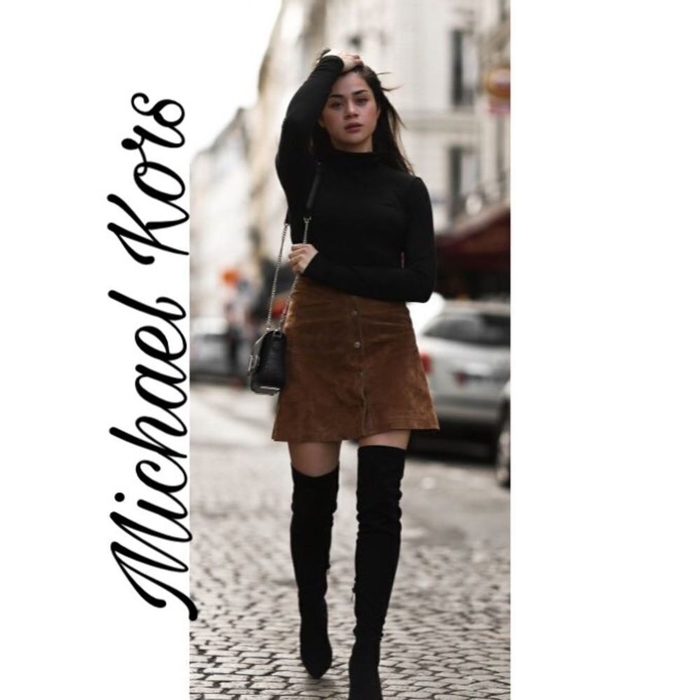 ✨3xHP✨MK Faux Suede Leather Brown Skirt✨